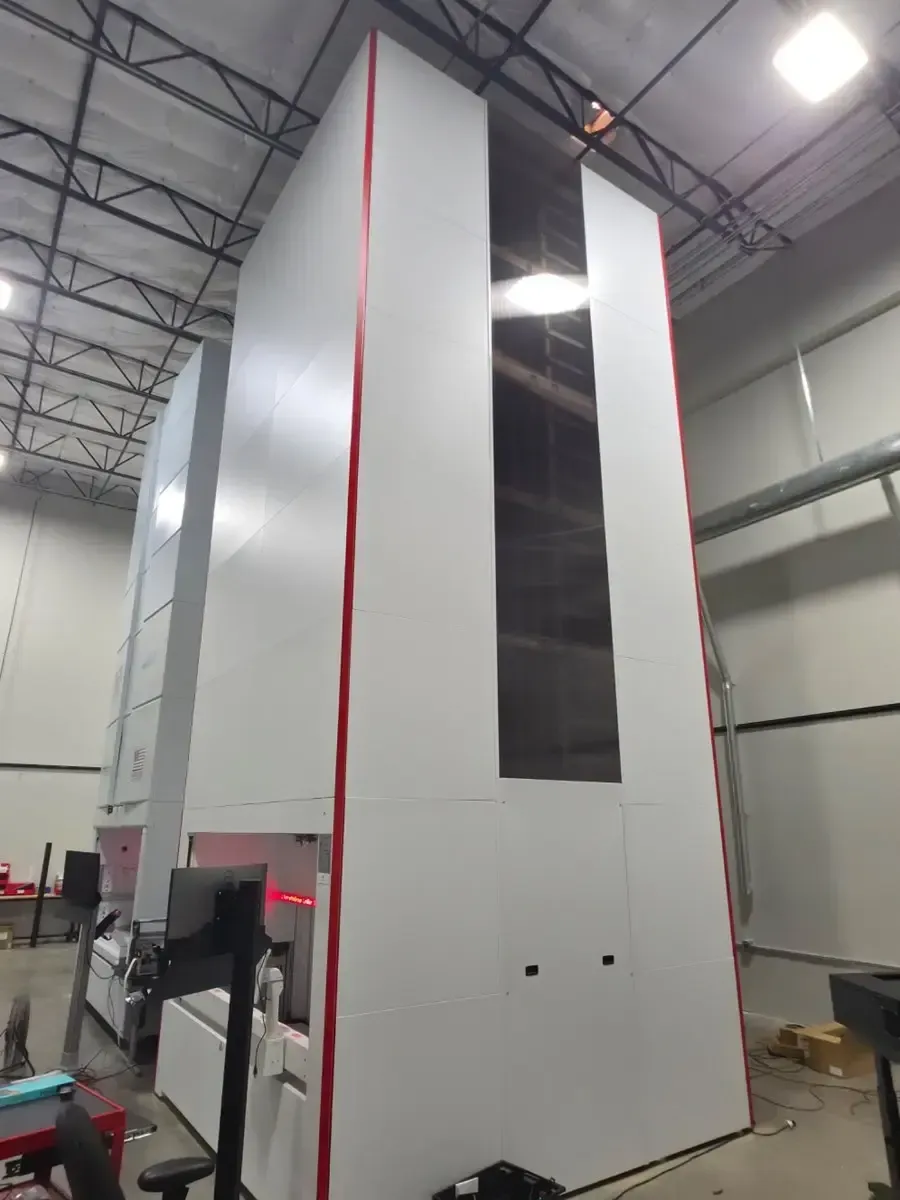 Side view of the vertical lift module showing its full height