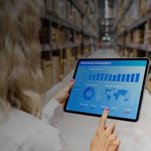 Warehouse control system dashboard monitoring order flow